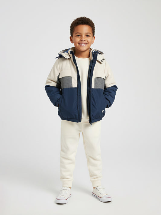 Blue Giraffe Boys Multicolor Solid Crew Neck Hoodie