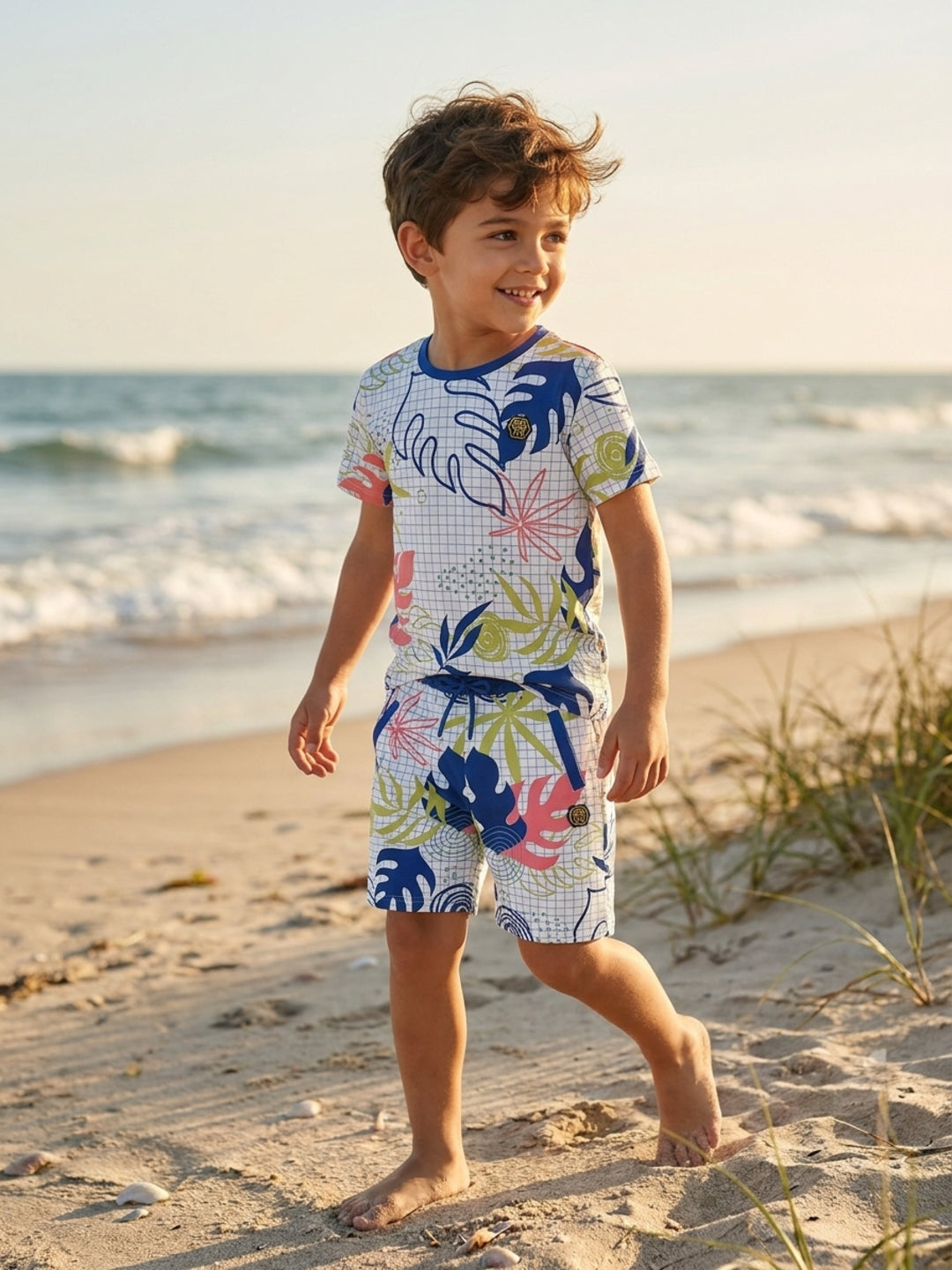 Blue Giraffe Kids Multi Printed Crew Neck Tshirt