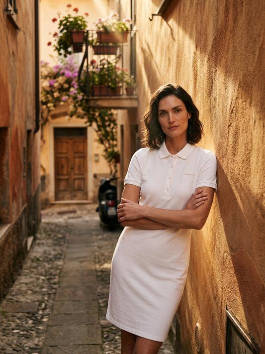 Gant Women White Slim Pique Dress