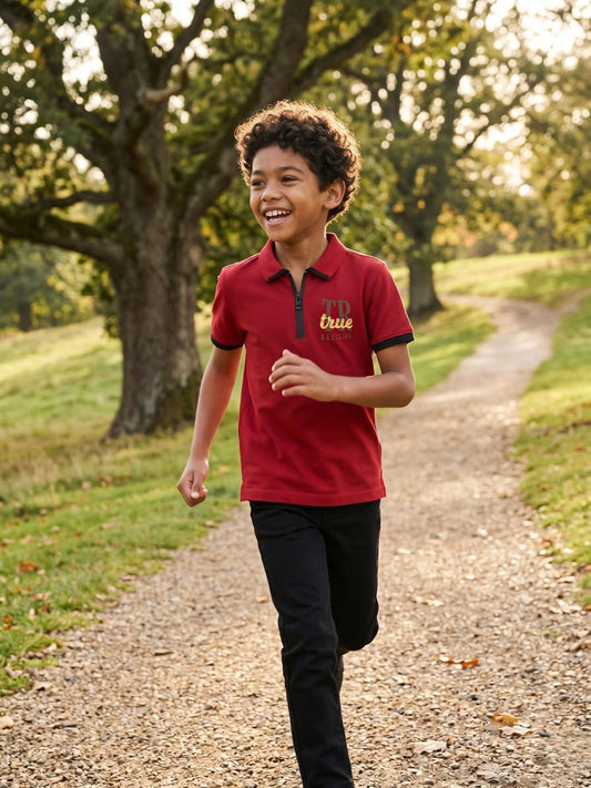 True Religion Red Cotton Boys Polo T shirt