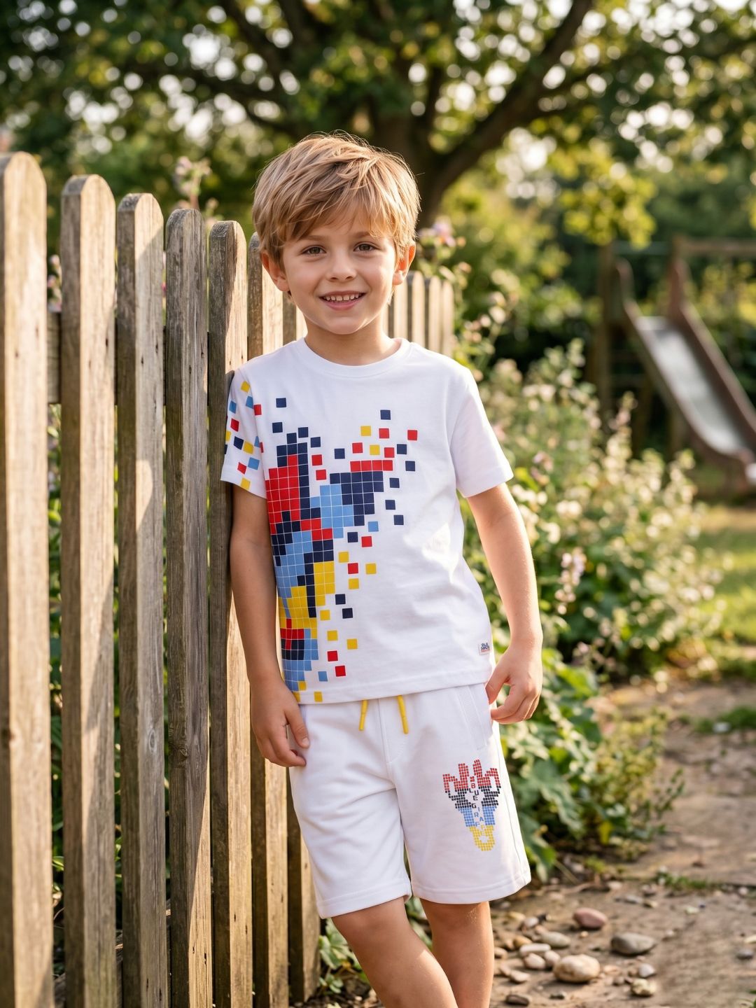 Blue Giraffe Kids White Regular Fit Solid Shorts