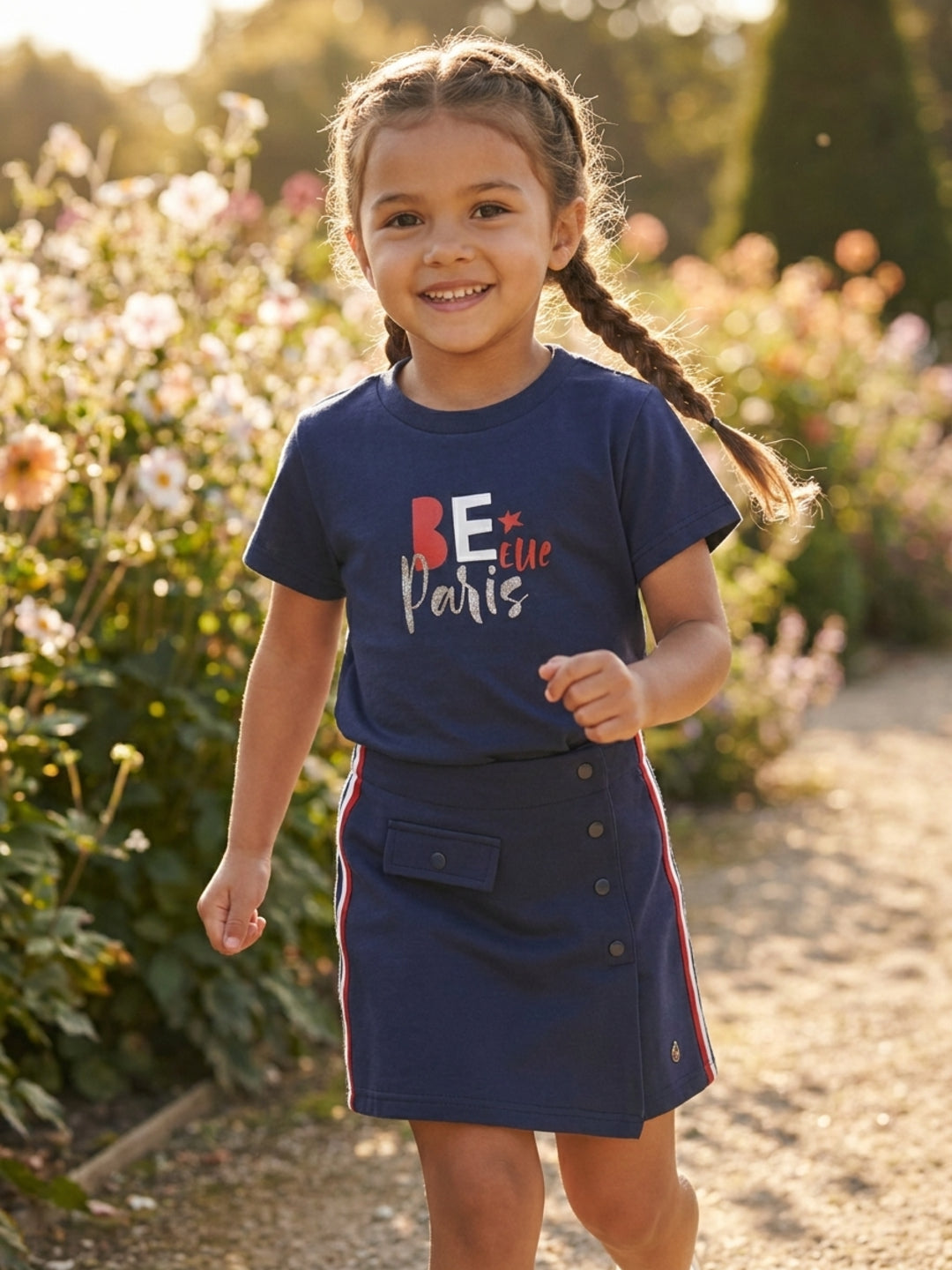 Elle Kids Girls Navy Blue Solid Regular Fit Skirt