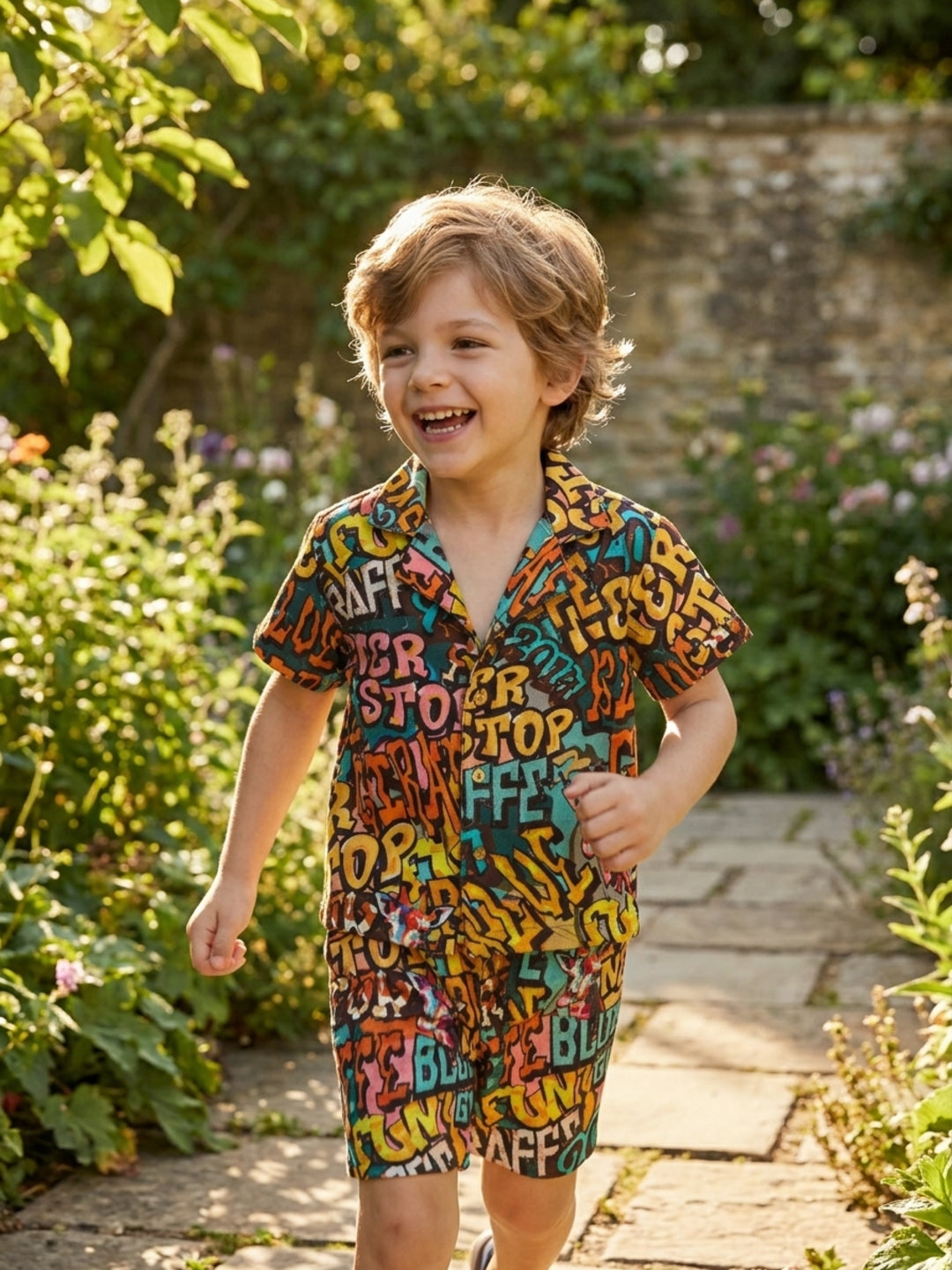 Blue Giraffe Boys Multi Regular Fit Printed Shorts