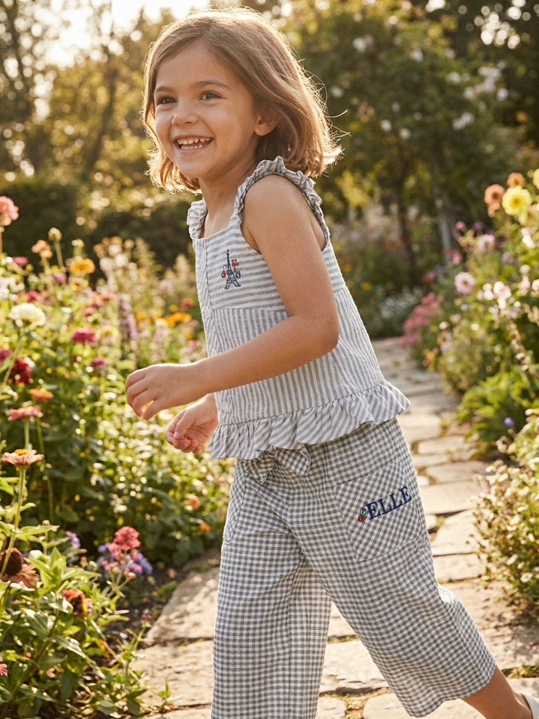 Elle Kids Girls Black Solid Flared Fit Trouser