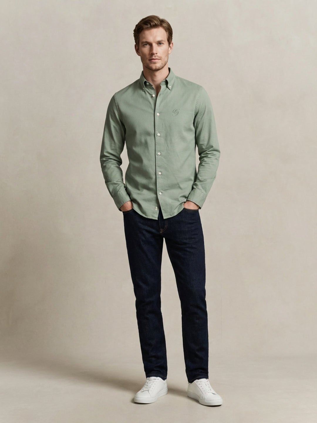 Gant Green Cotton Solid Men Shirt