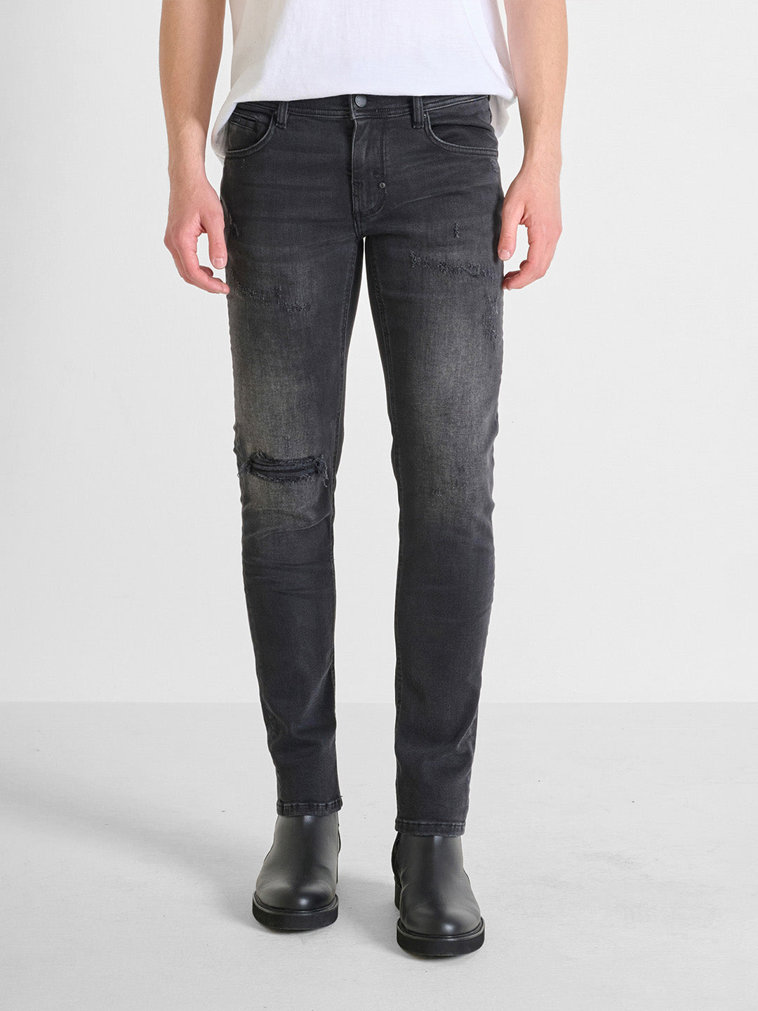Antony Morato Men Black Super Skinny Fit Washed Jeans