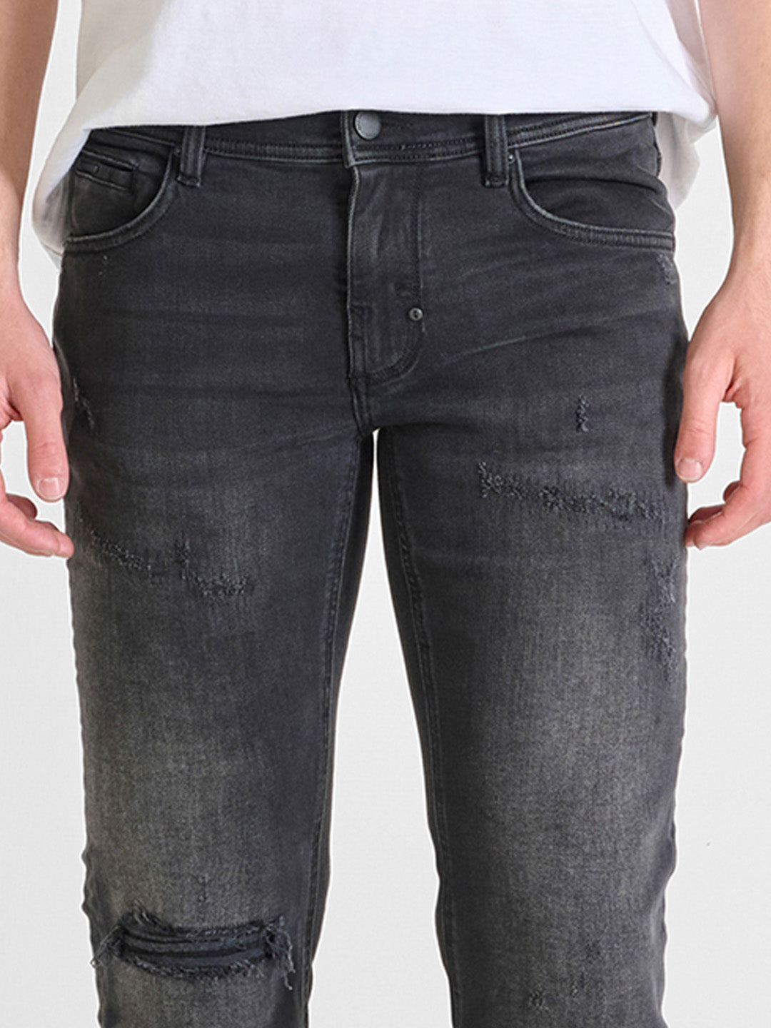 Antony Morato Men Black Super Skinny Fit Washed Jeans