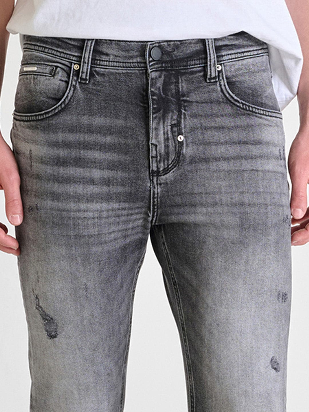 Antony Morato Men Black Skinny Fit Washed Jeans