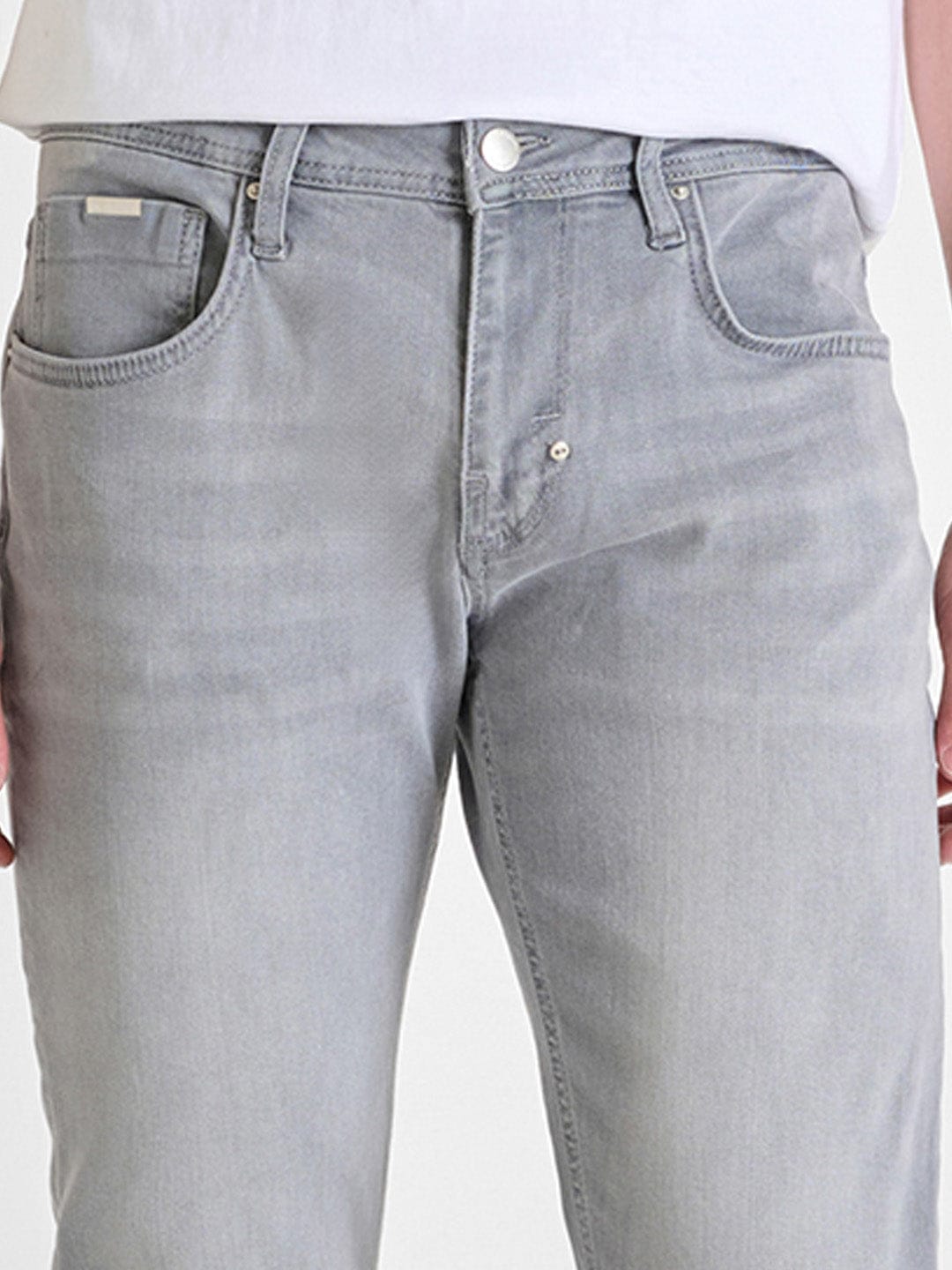Antony Morato Men Grey Tapered Fit Washed Jeans