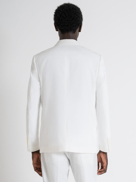 Antony Morato Men Off White Solid Notched Lapel Collar Full Sleeves Blazer