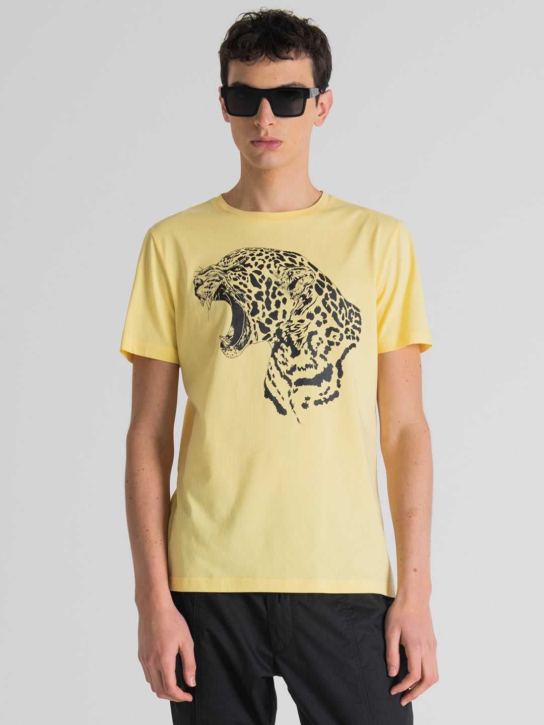 Antony Morato Yellow Printed Slim Fit T-Shirt