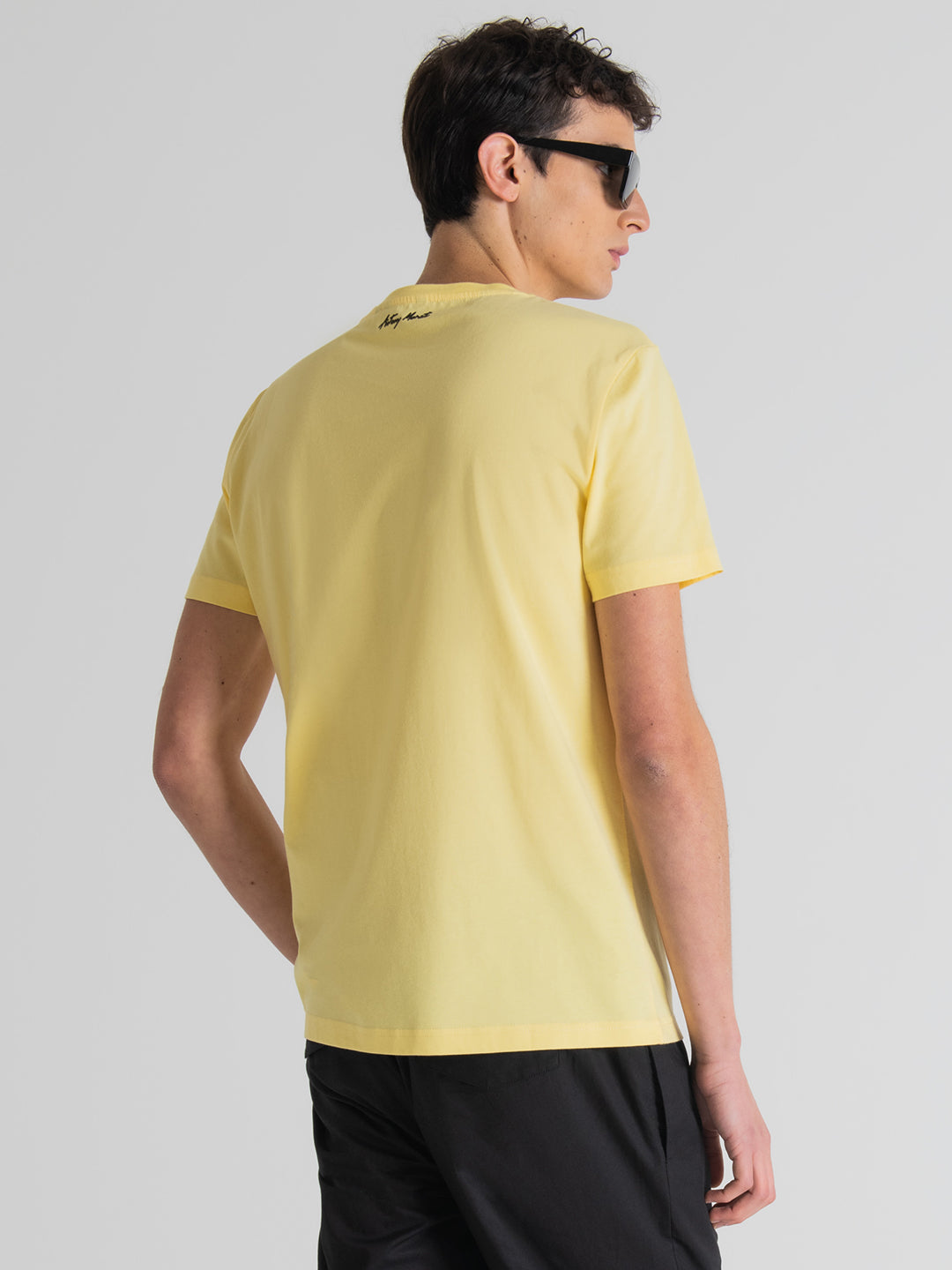 Antony Morato Yellow Printed Slim Fit T-Shirt