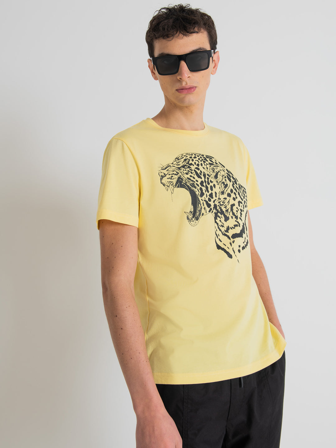 Antony Morato Yellow Printed Slim Fit T-Shirt