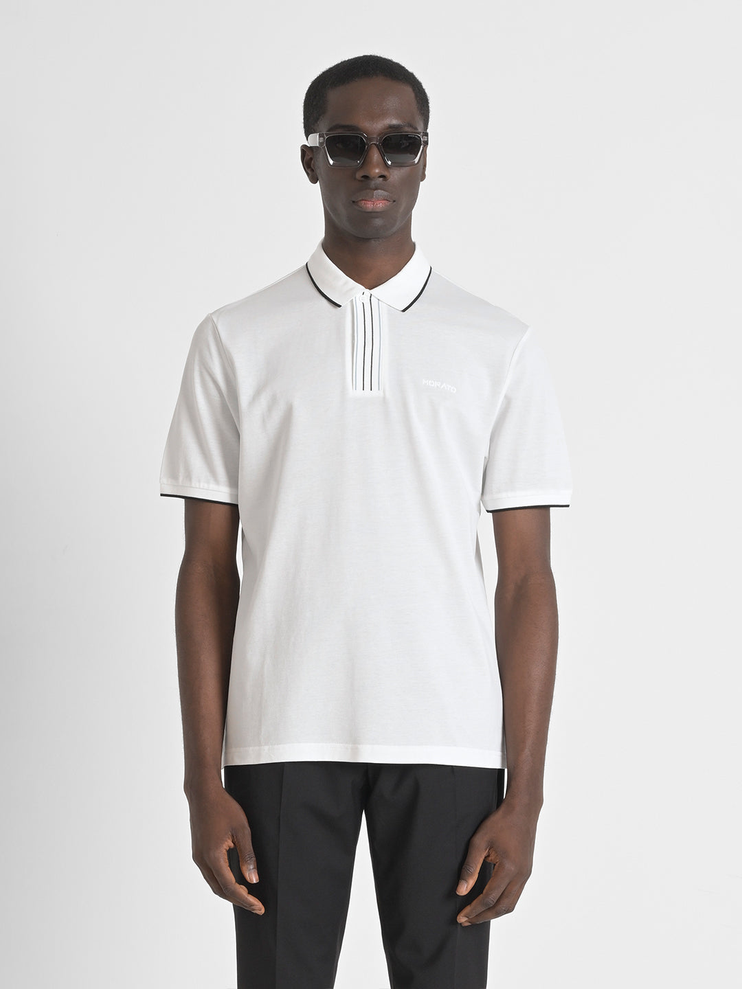 Antony Morato Men Cream Solid Polo Tshirt