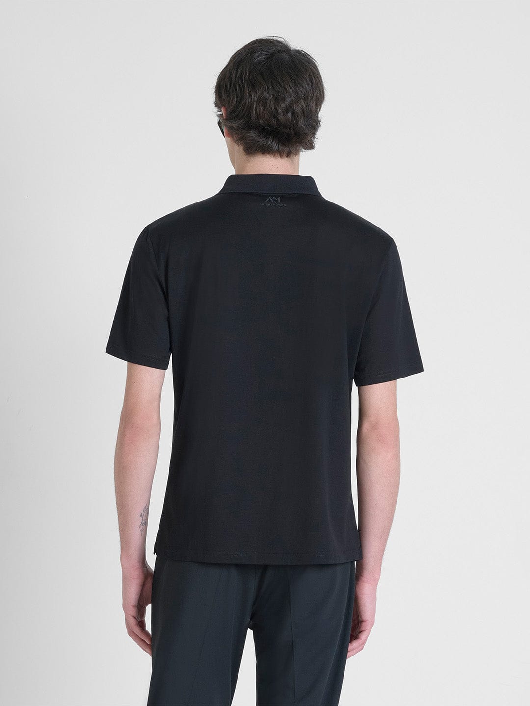 Antony Morato Men Black Solid Polo Tshirt