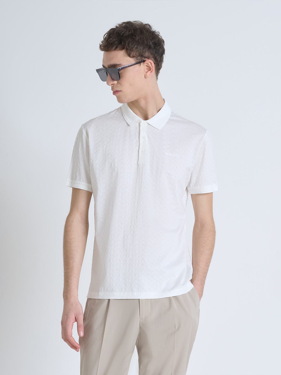 Antony Morato Men Cream Solid Polo Tshirt