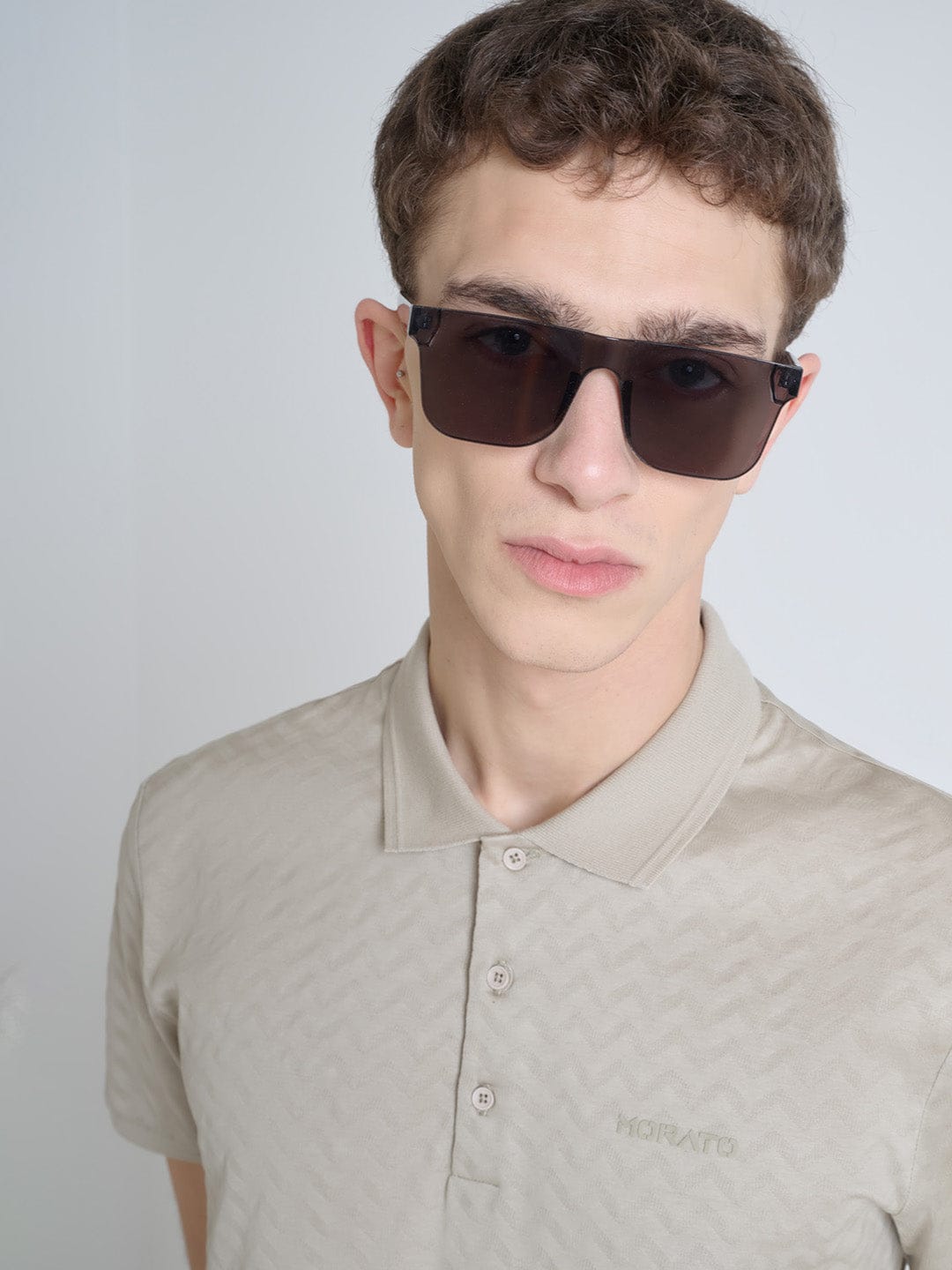 Antony Morato Men Beige Solid Polo Tshirt