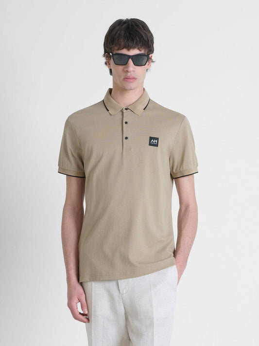 Antony Morato Men Beige Solid Polo Tshirt