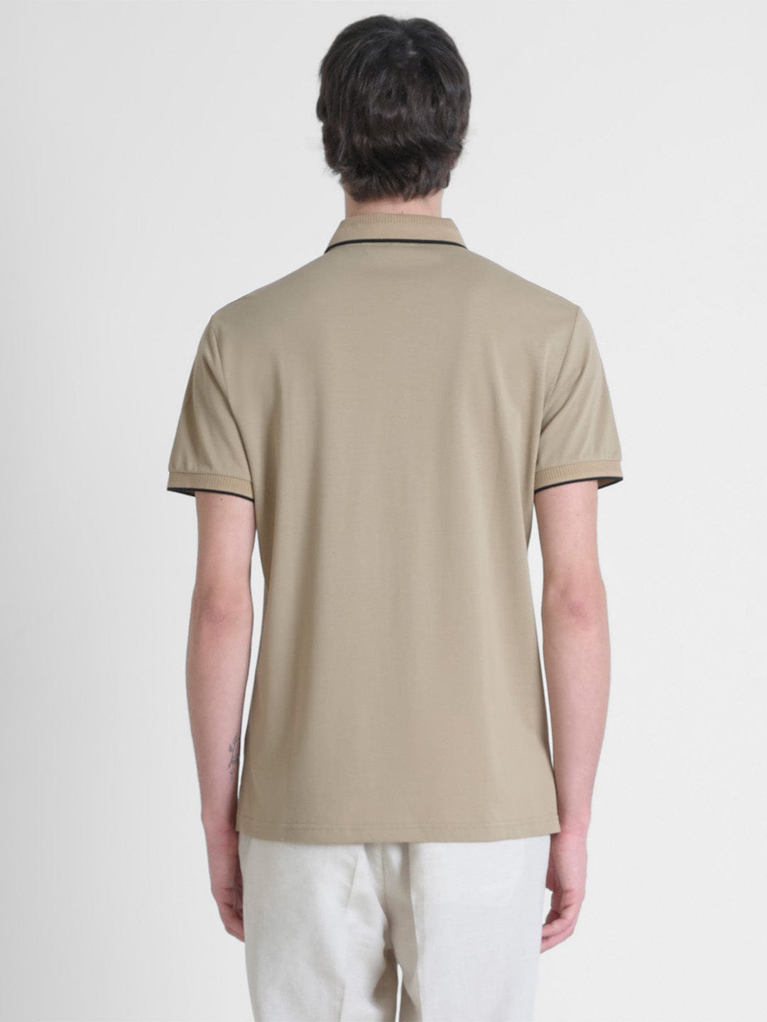 Antony Morato Men Beige Solid Polo Tshirt