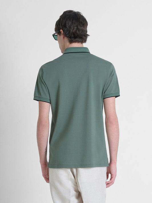 Antony Morato Men Green Solid Polo Tshirt