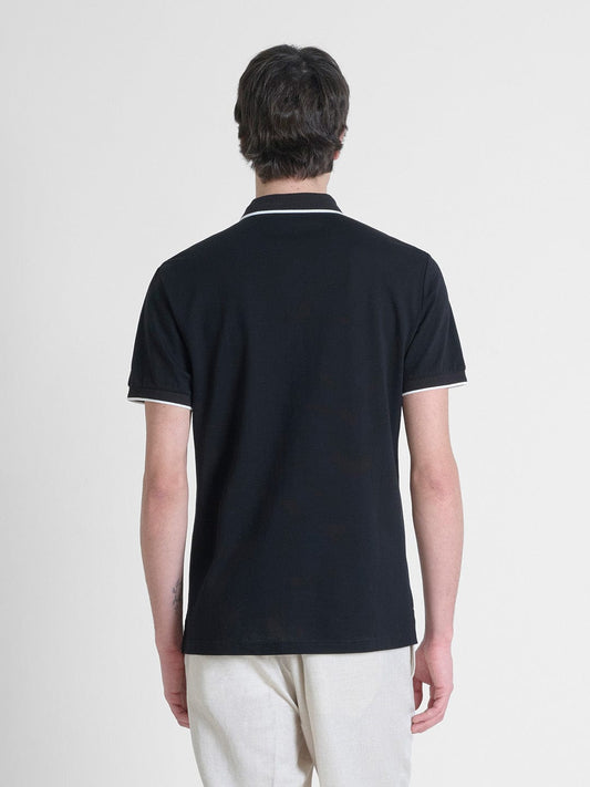 Antony Morato Men Black Solid Polo Tshirt