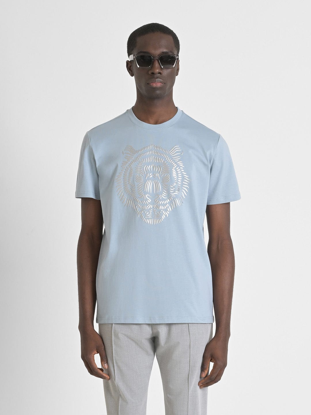 Antony Morato Men Blue Placement Print Round Neck Tshirt