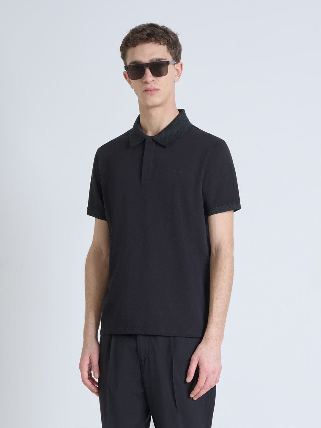 Antony Morato Men Black Solid Polo Tshirt