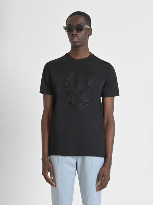Antony Morato Men Black Placement Print Round Neck TShirt