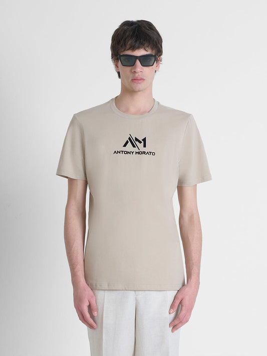 Antony Morato Men Beige Solid Round Neck Tshirt