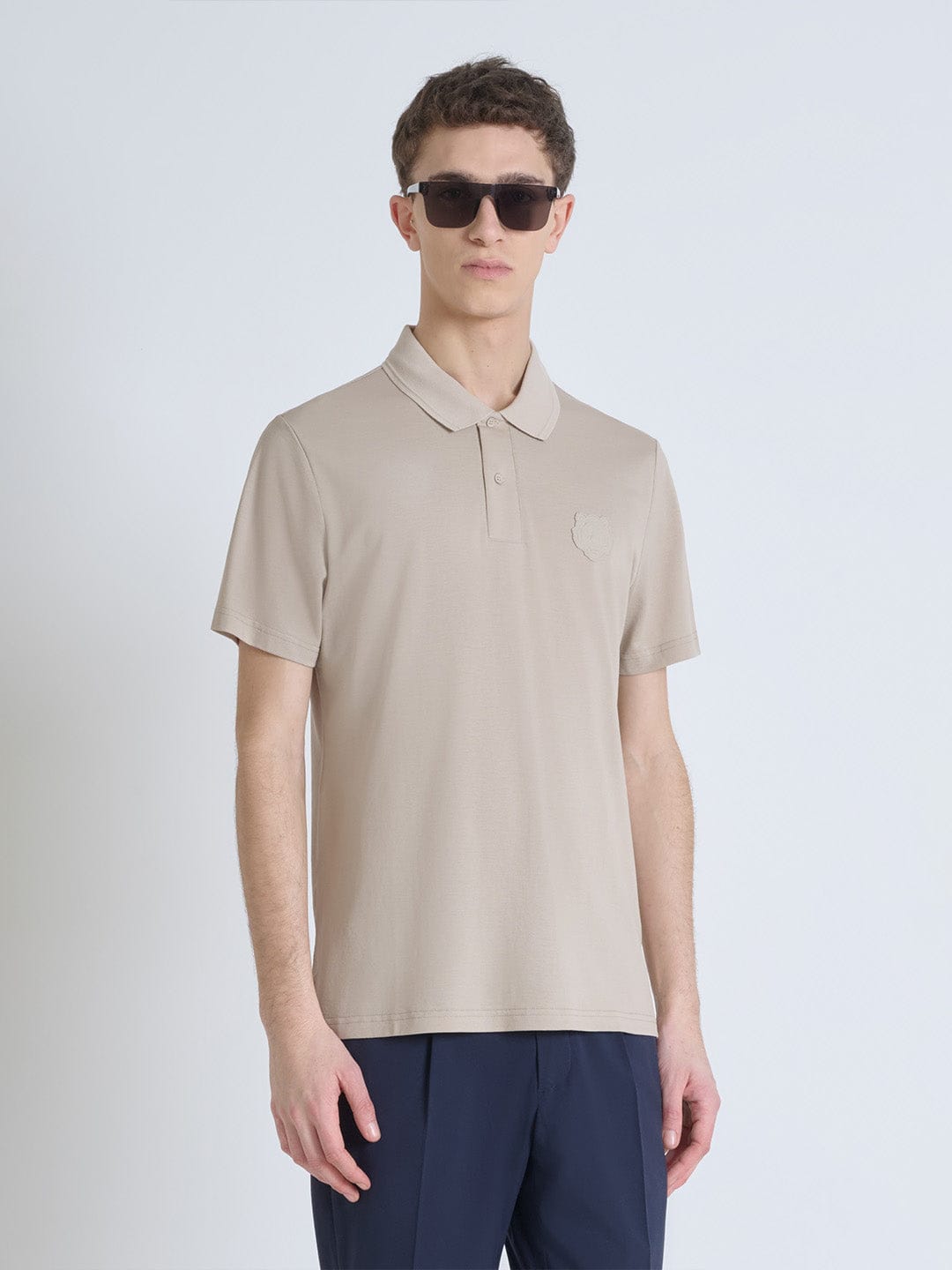 Antony Morato Men Beige Solid Polo Tshirt