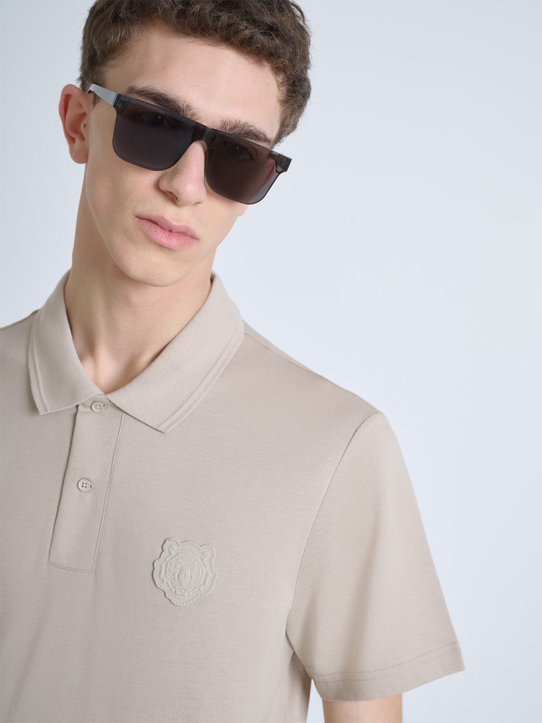 Antony Morato Men Beige Solid Polo Tshirt