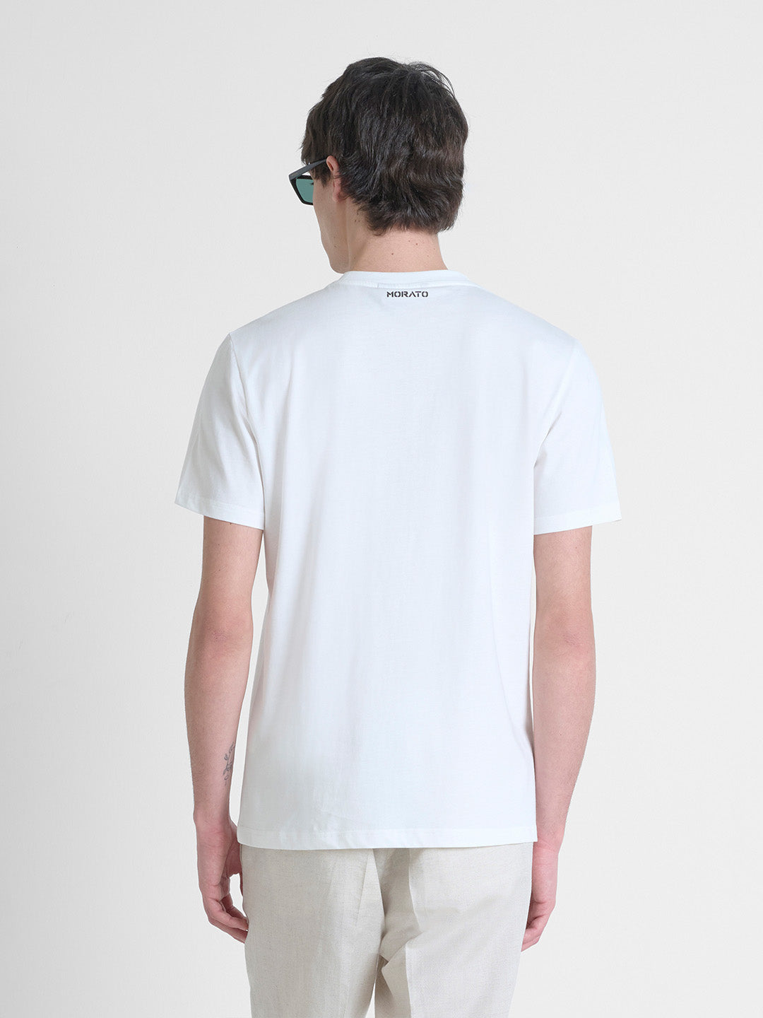 Antony Morato Men Cream Placement Print Round Neck Tshirt