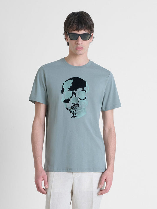 Antony Morato Men Green Placement Print Round Neck Tshirt