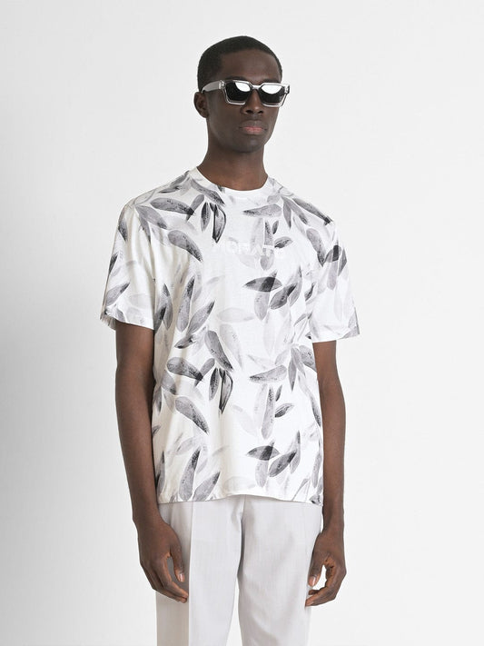 Antony Morato Men Cream Printed Round Neck Tshirt