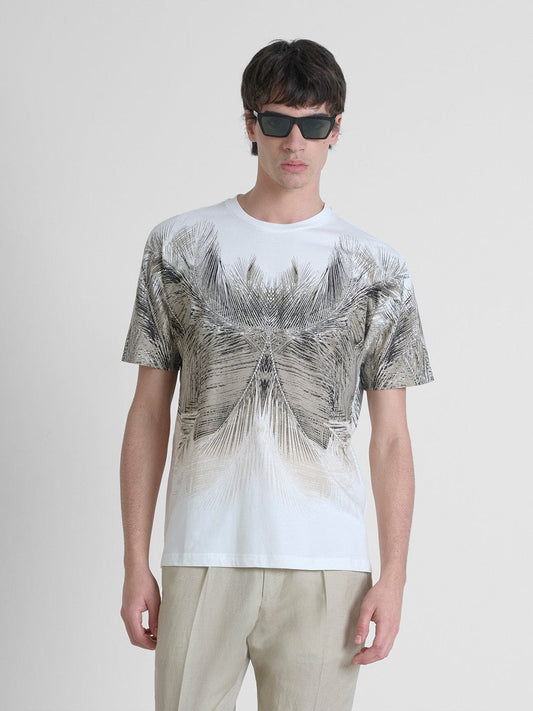 Antony Morato Men Cream Printed Round Neck Tshirt