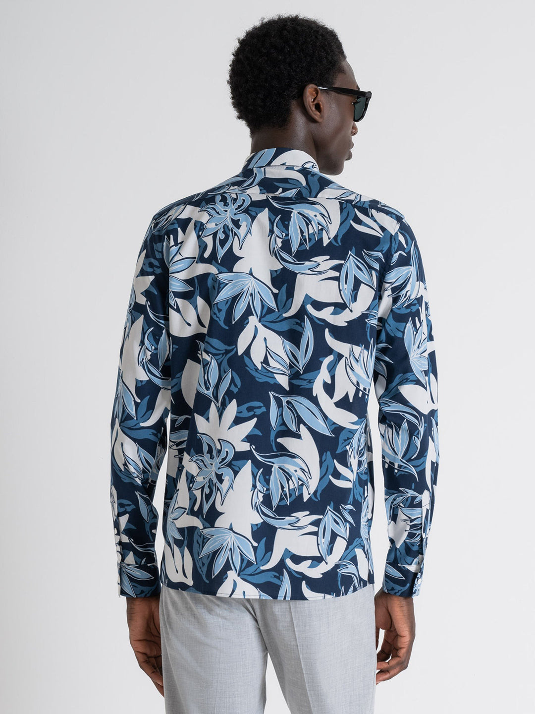 Antony Morato Men Blue Printed Spread Collar Full Sleeves Shirt