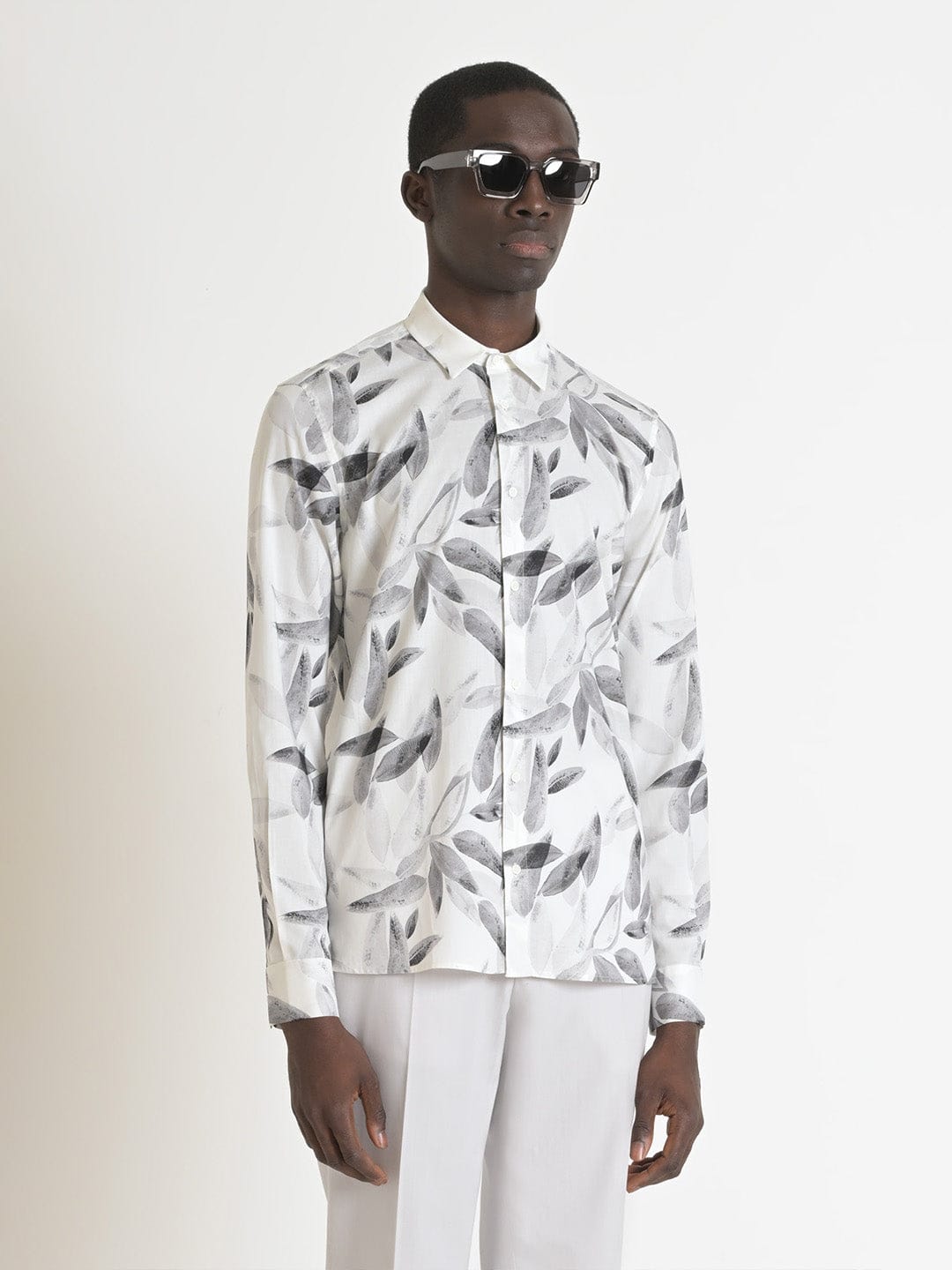 Antony Morato Men Cream Printed Collar Shirt