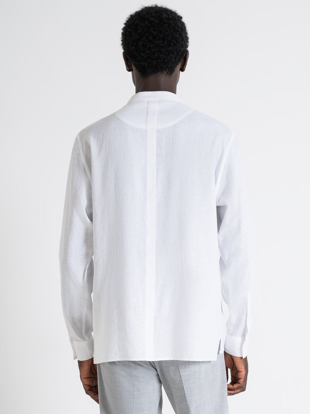 Antony Morato Men White Solid Band Collar Full Sleeves Shirt