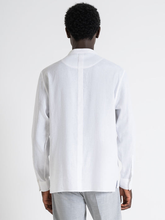 Antony Morato Men White Solid Band Collar Full Sleeves Shirt