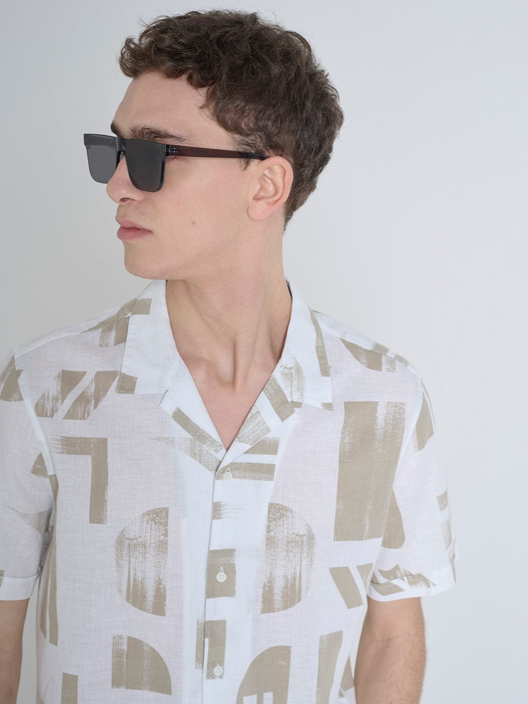 Antony Morato Men Beige Printed Shirt Collar Shirt