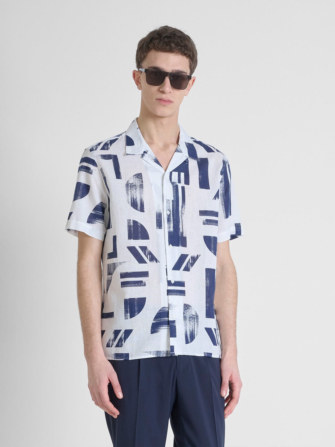 Antony Morato Men Blue Printed Shirt Collar Shirt