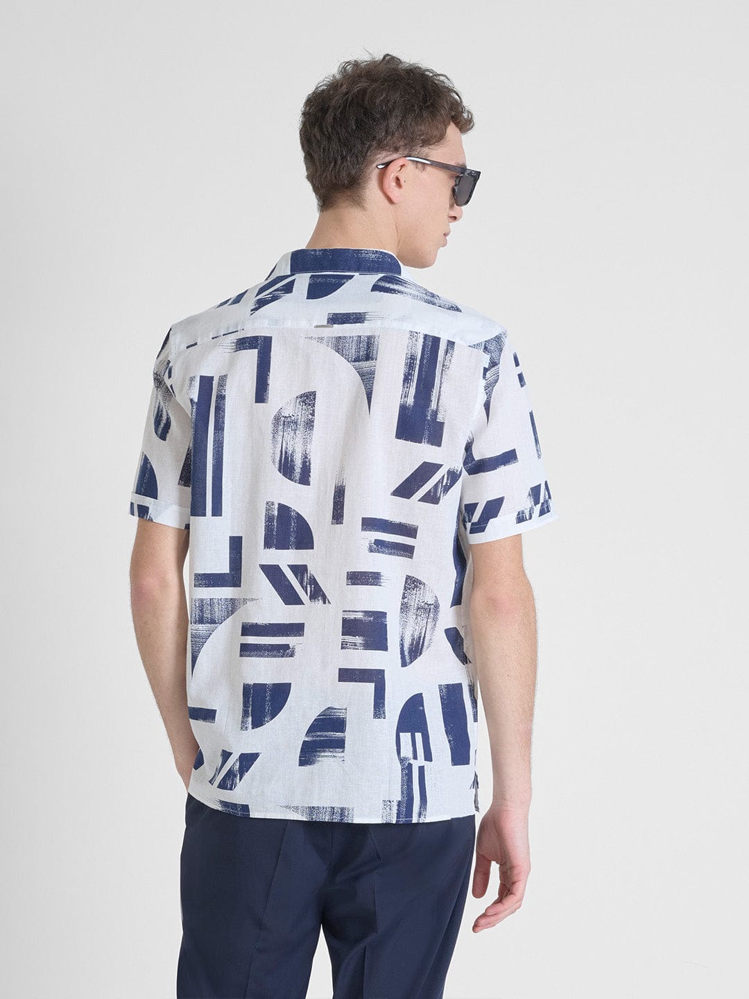 Antony Morato Men Blue Printed Shirt Collar Shirt