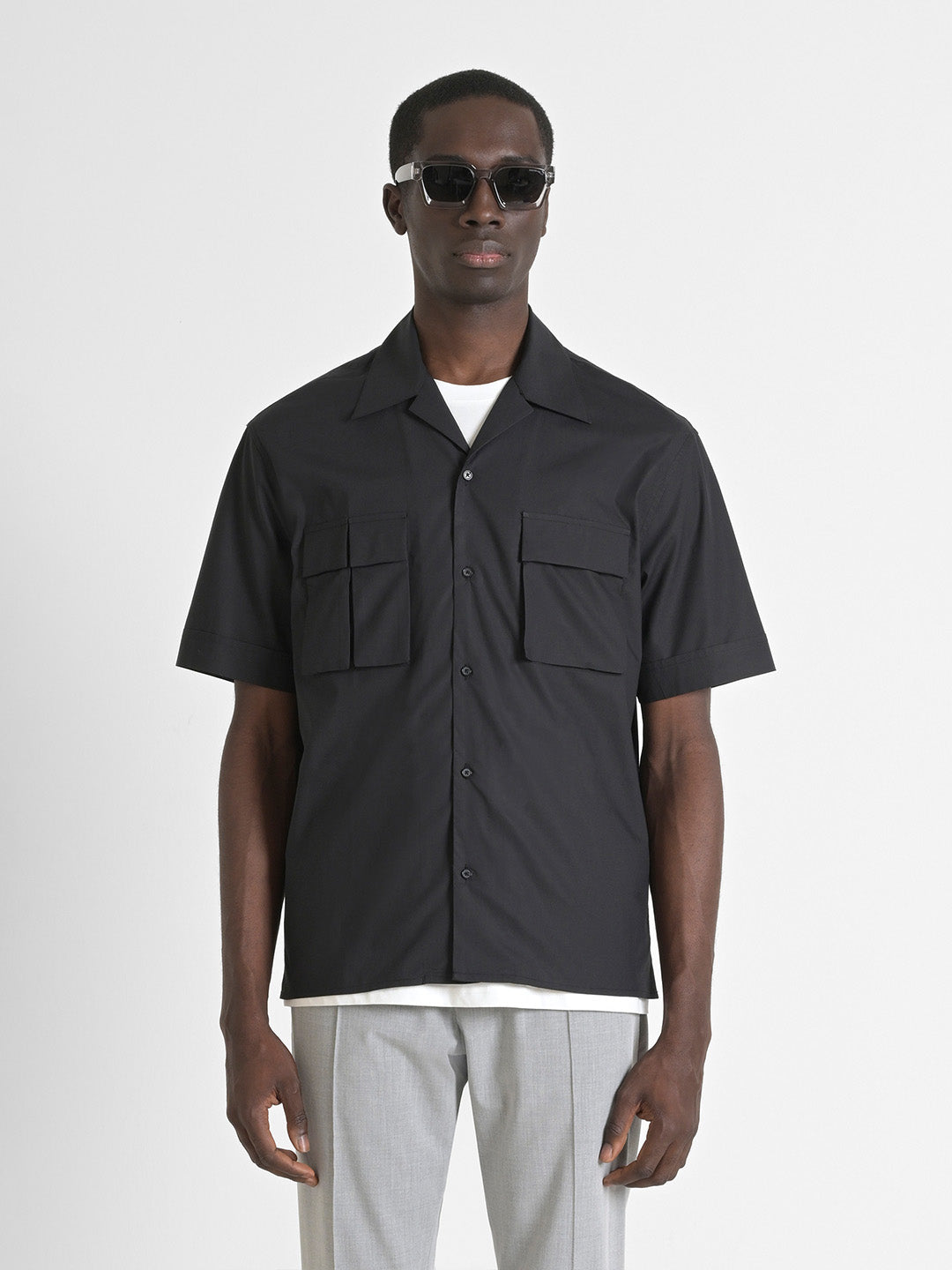 Antony Morato Men Black Solid Shirt Collar Shirt