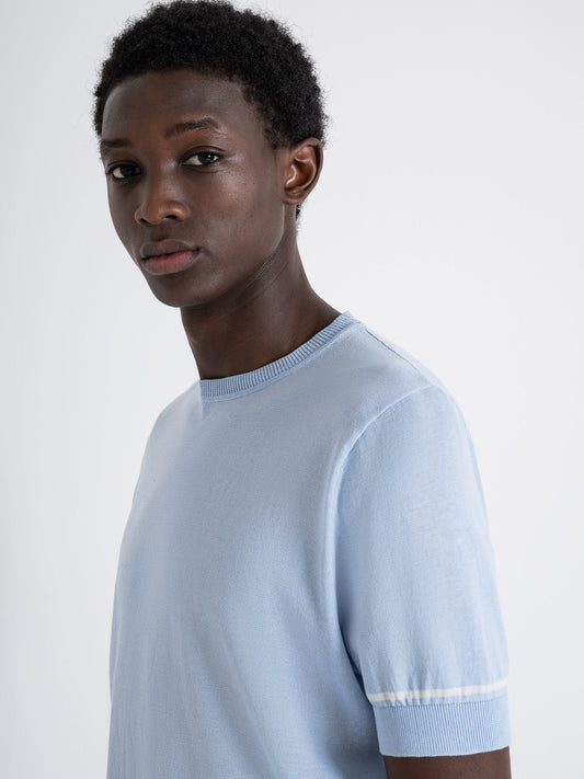 Antony Morato Men Blue Solid Round Neck Short Sleeves Tshirt