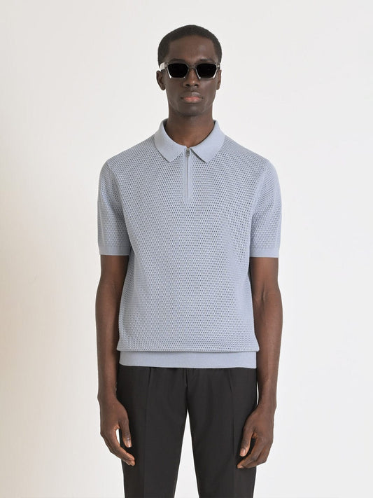 Antony Morato Men Blue Solid Polo Tshirt