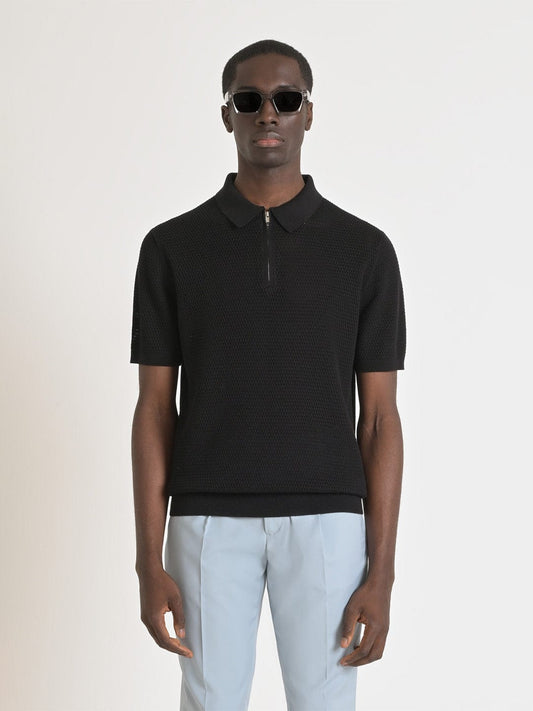 Antony Morato Men Black Solid Polo Tshirt