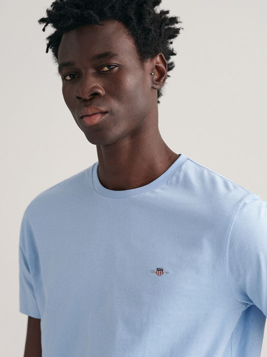 Gant Men Blue Solid Crew Neck Tshirt