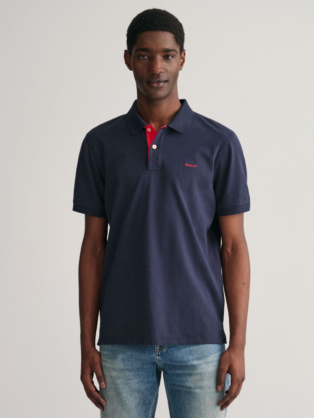 Gant Men Blue Solid Polo Tshirt