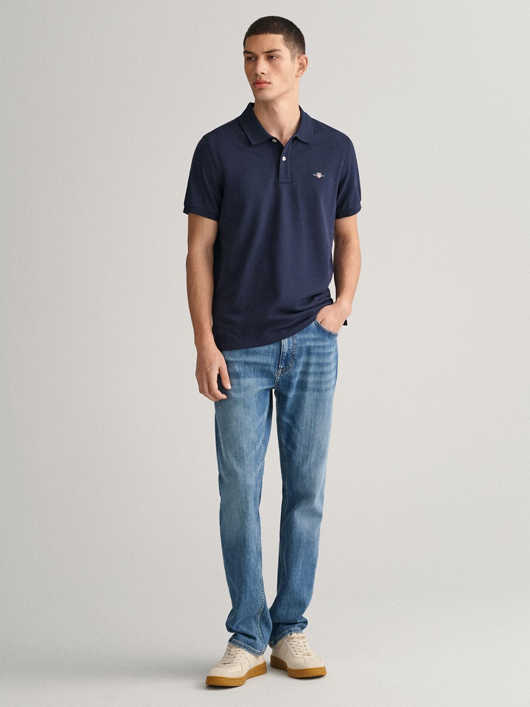 Gant Men Blue Solid Polo Tshirt