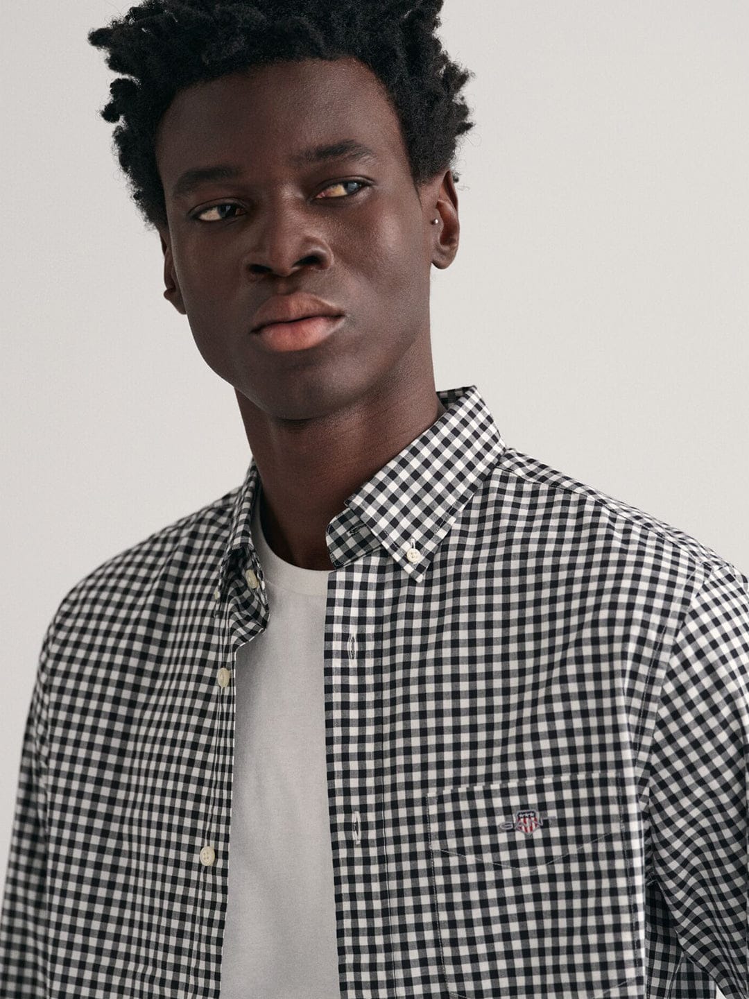 Gant Men Black Check Collar Shirt